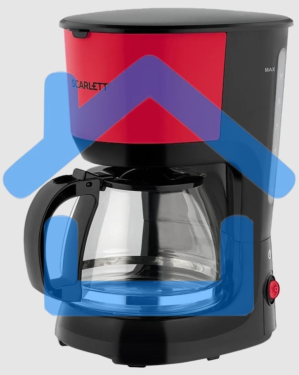 Кофеварка капельная Scarlett SC-CM33013 красный/черный, исп. кофе - молотый, 1.25 л, 750 Вт.