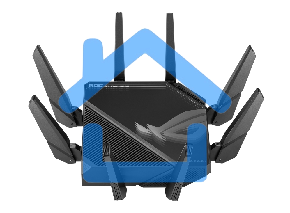 Роутер ASUS ROG GT-AXE16000 802.11 a/b/g/n/ac/ax до 1148 + 4804Мбит/c, 2,4 + 5 гГц, 8 антенн, USB, GbT LAN ; 90IG06W0-MU2A10