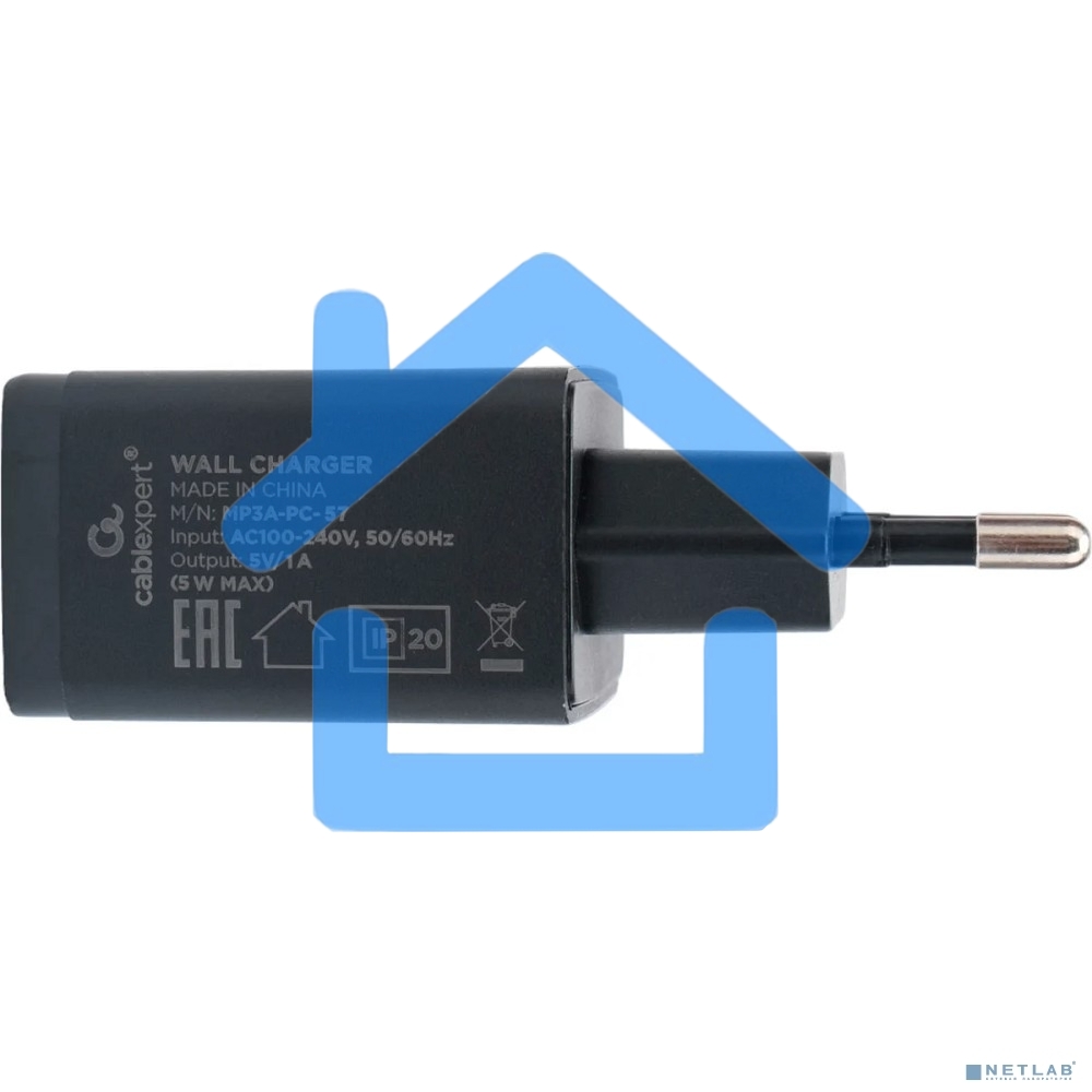 Зарядное устройство Cablexpert MP3A-PC-57, 5Вт, 1А, 1хUSB, черный, пакет