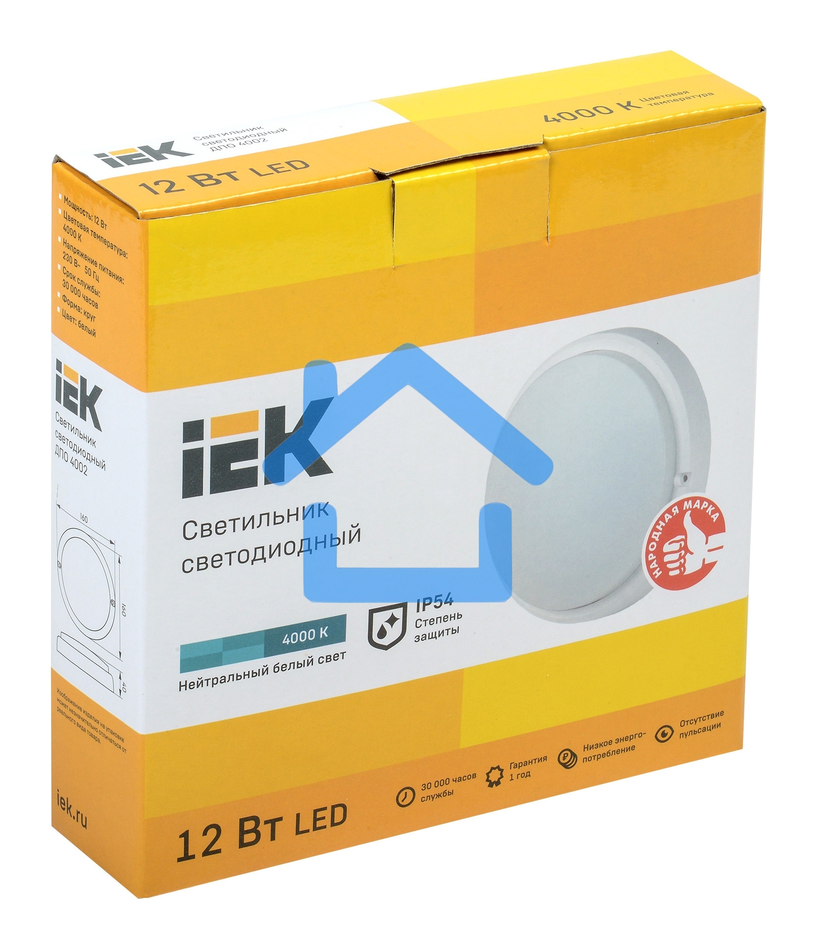 Светильник Iek LDPO0-4002-12-4000-K01LED ДПО 4002 12Вт IP54 4000K круг белый IEK