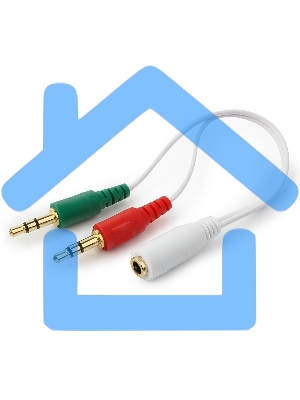 Кабель аудио сигнала Cablexpert, Jack3.5 нушники + 3.5 микрофон-> Jack3.5 4pin, длина 20см, белый