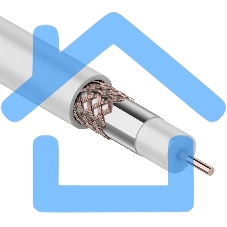 Кабель коаксиальный Rexant RG-6U+Cu, 75 Ом, Cu/Al/Cu, 75%, бухта 305 м, белый