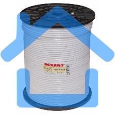 Кабель коаксиальный Rexant RG-6U+Cu, 75 Ом, Cu/Al/Cu, 75%, бухта 305 м, белый