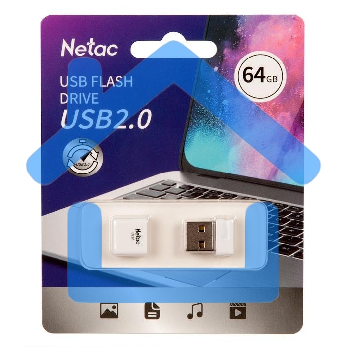 Флешка USB R/W Netac U116 64Gb <NT03U116N-064G-20WH>, USB2.0, миниатюрная пластиковая белая