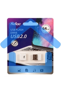 Флешка USB Netac U116 64 Gb <NT03U116N-064G-20WH>, USB 2.0, миниатюрная пластиковая белая