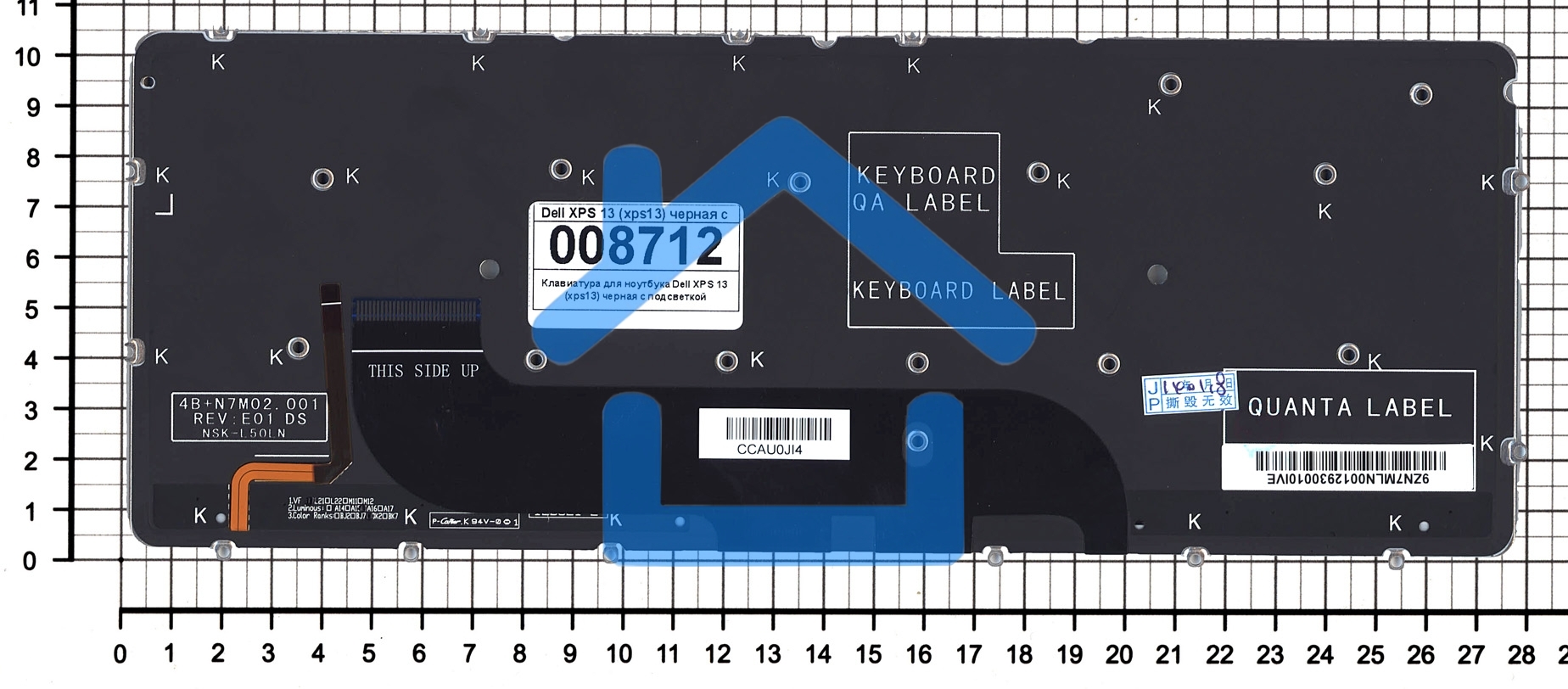 Клавиатура для ноутбука Dell XPS 12 13 черная с подсветкой