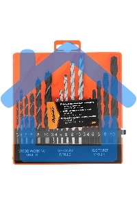 Набор сверл по бетону, металлу, дереву 3-4-5-6-8-10 мм, 18 шт. пласт. бокс, цилин. хвост. Sparta
