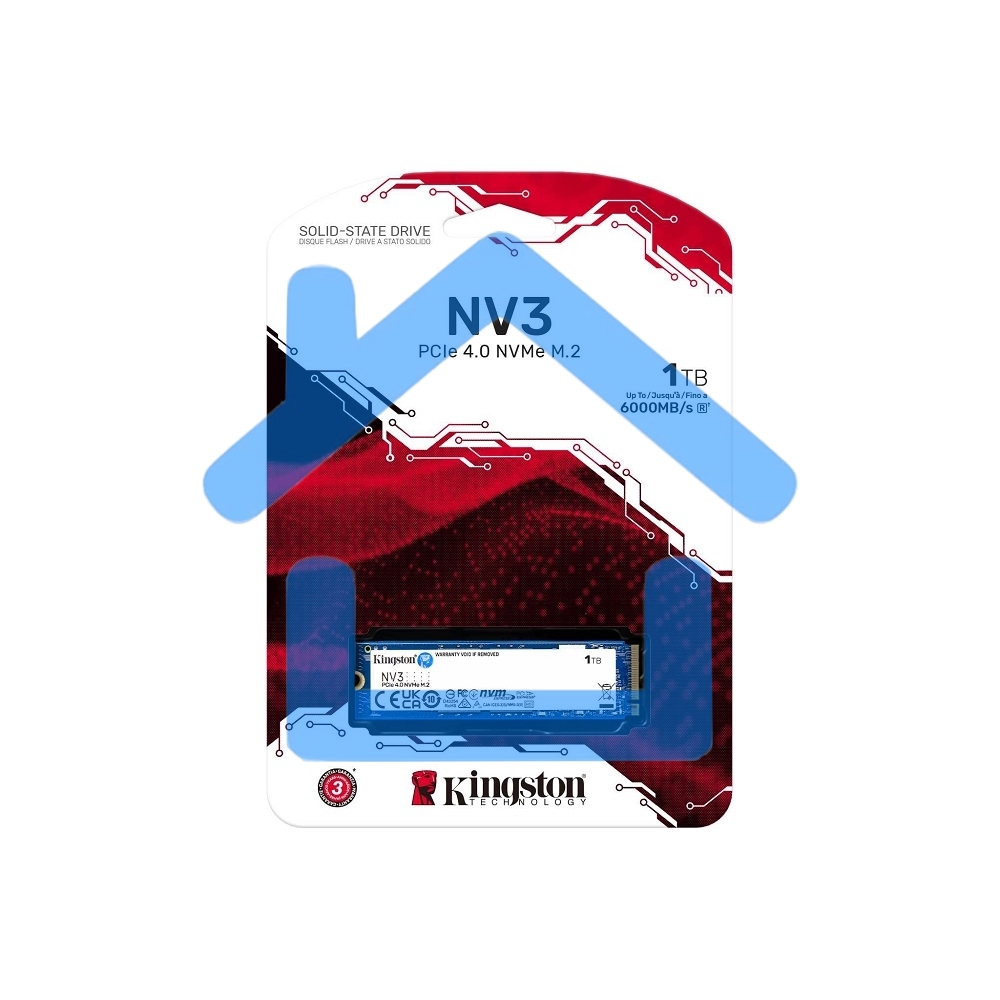 Накопитель SSD Kingston NV3, 1Tb, M.2 2280, NVMe, PCIe 4.0, R/W 6000/4000