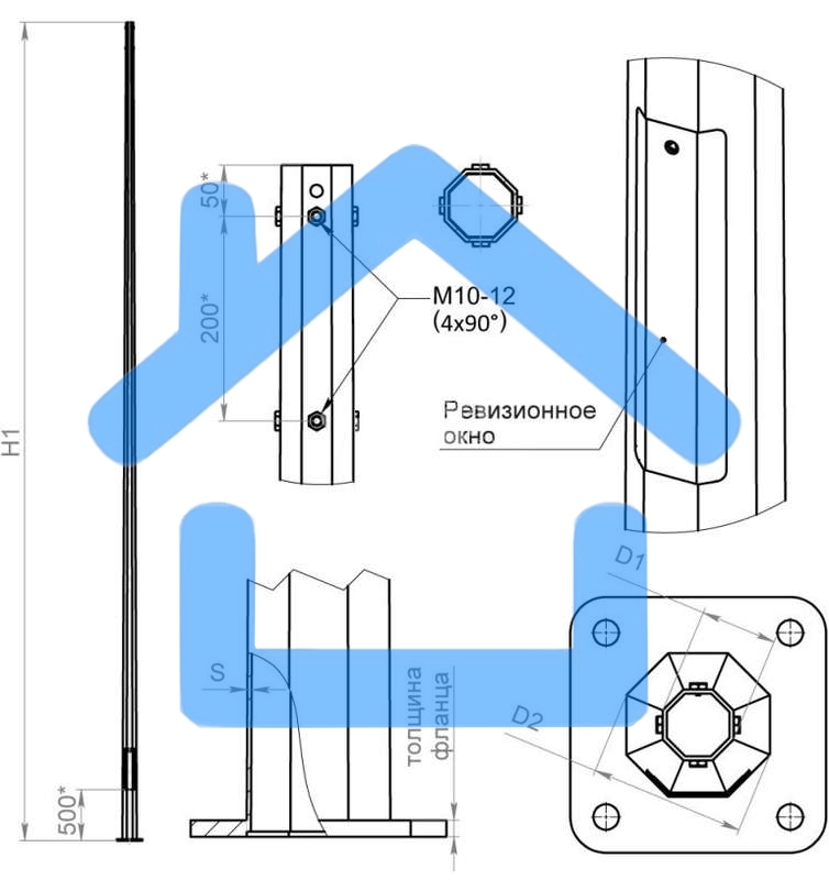 Опора ОГК-5 верх 75 оцинк. Пересвет В00000170