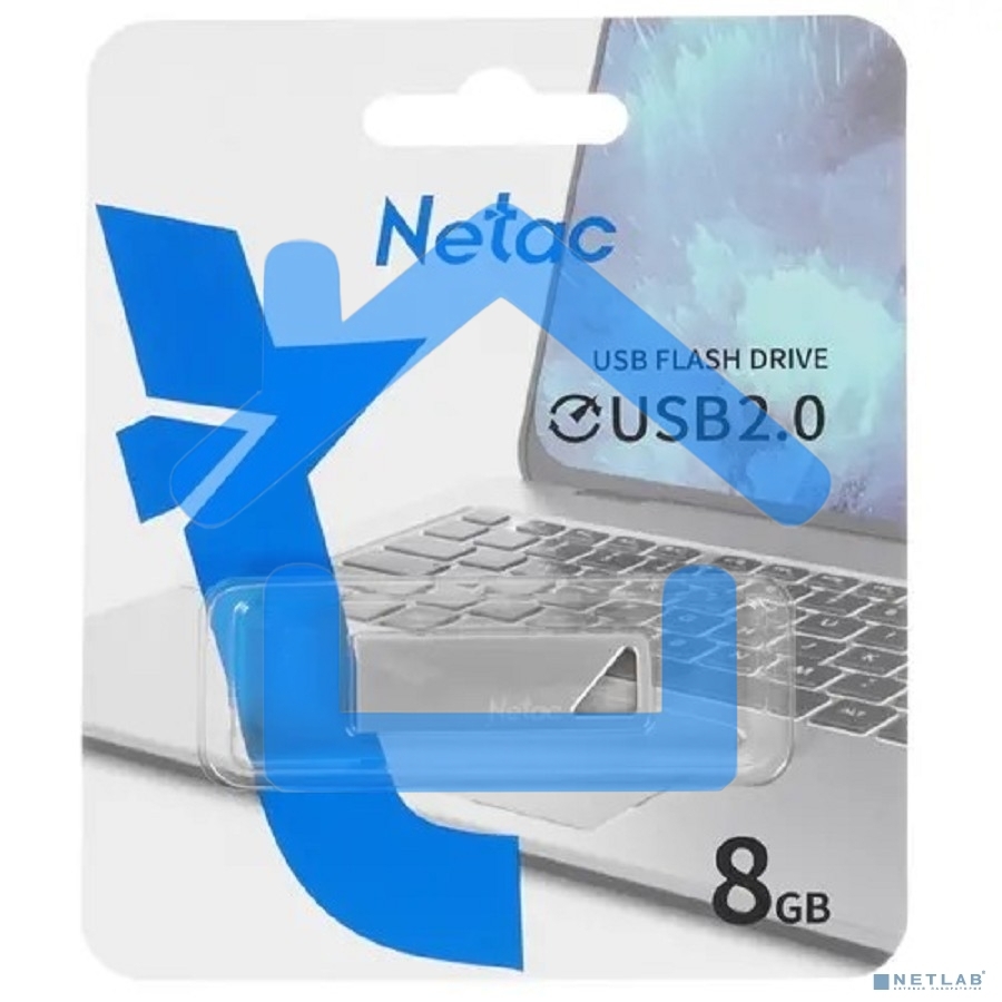 Флешка USB R/W Netac U326 NT03U326N-008G-20PN 8Gb, USB2.0, металлическая плоская