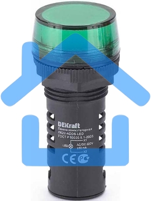Лампа коммутационный ADDS 22 мм LED зел. 220В AC/DC ЛK-22 DEKraft Лампа комм. ADDS 22 мм LED зел. 220В AC/DC ЛK-22 DEKraft