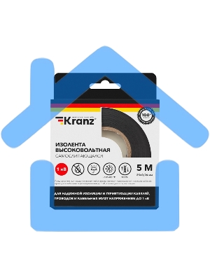 Изолента высоковольтная KRANZ самослипающаяся, до 1кВ, 0.76х25 мм, 5 м