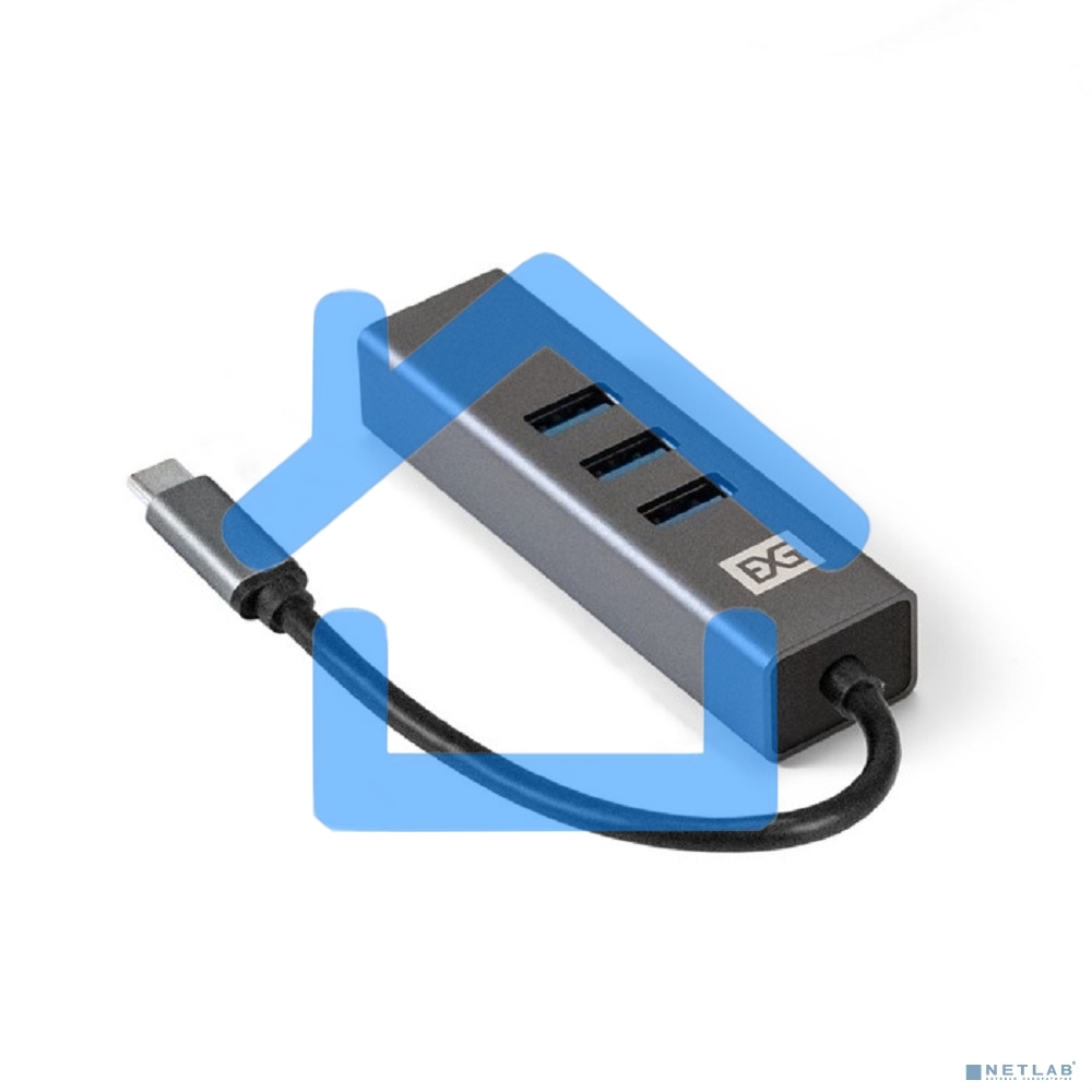 Хаб USB (концентратор) ExeGate DUB-4TC (кабель-адаптер USB Type C --> 4xUSB3.0, Plug&Play, серебристый)