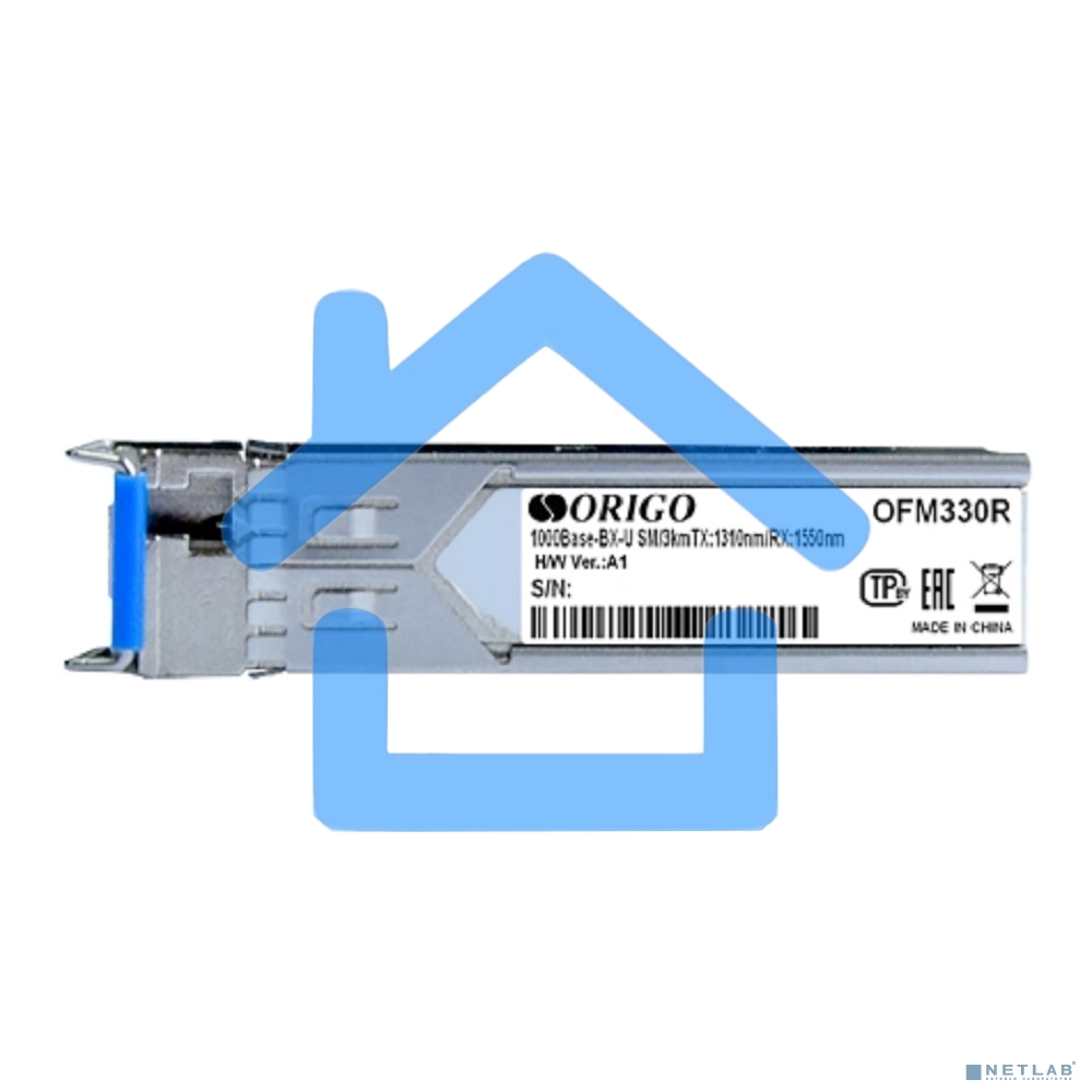 Трансивер ORIGO OFM330R/10KM WDM SFP Transceiver, 1000Base-BX-U, Simplex LC, TX: 1310nm, RX: 1550nm, Single-mode, 10KM