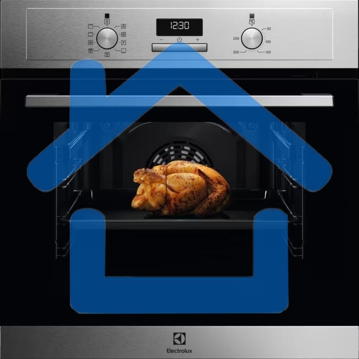Встраиваемый духовой шкаф Electrolux EOF3H50BX 60 см, 72 л, 8 режимов, 59.4x59.5x56.9 см, очистка паром, нер. сталь