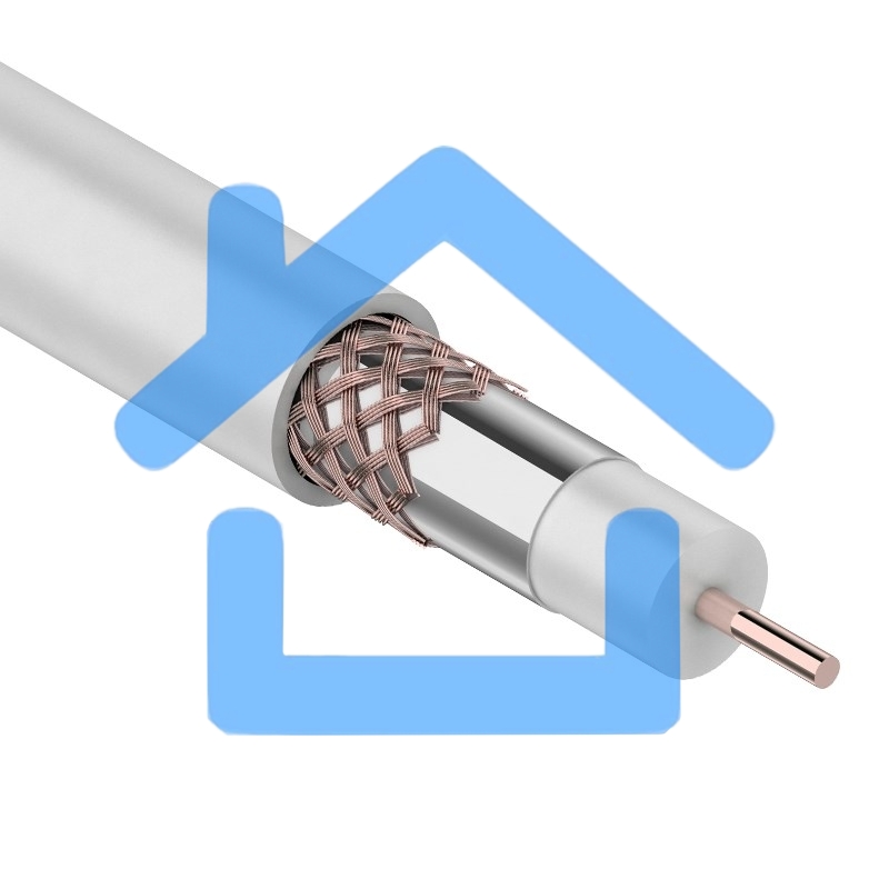 Кабель коаксиальный Rexant RG-6U+Cu, 75 Ом, Cu/Al/Cu, 75%, бухта 100 м, белый