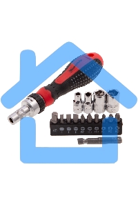 Отвертка реверсивная Matrix с набором бит и насадок торцевых, CrV,1/4