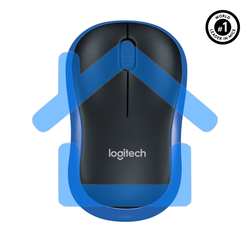 Мышь беспроводная Logitech M185 синий, 1000 dpi, радиоканал, USB, кнопки - 3