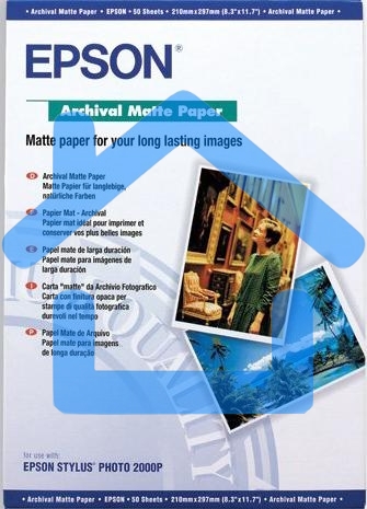 Фотобумага EPSON Архивная Матовая, 192г/м2, A3+(32,9X48,3)/50л.