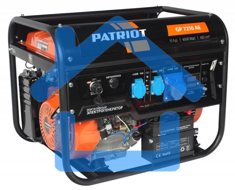 Электрогенератор бензиновый Patriot GP 7210AE, 6.5 кВт, 78 дБ, 81 кг