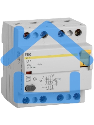 Выключатель дифференциального тока (УЗО) 4п 63А 100мА тип AC ВД1-63 ИЭК MDV10-4-063-100