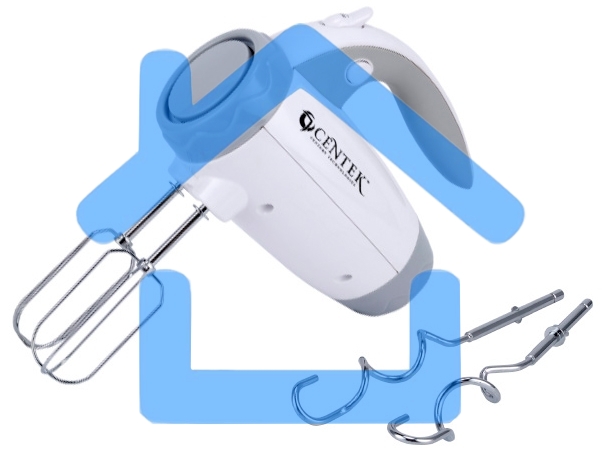 Миксер Centek CT-1114 (белый/серый) 350Вт, 6 скоростей+турбо, взбивание/замешивание