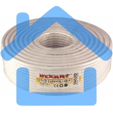 Кабель коаксиальный Rexant RG-6U+Cu, 75 Ом, Cu/Al/Cu, 75%, бухта 100 м, белый