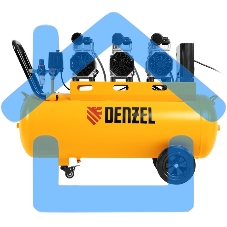Компрессор безмаслянный малошумный DLS 2250/100, 2250 Вт, 3х750, 100 л, 410 л/мин блок упр Denzel