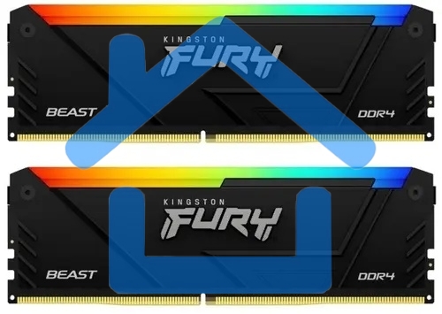 Оперативная память Kingston Fury Beast, DDR4, 16Gb (2x8Gb), 3600MHz, CL17, DIMM, с радиаторами, RGB, черный