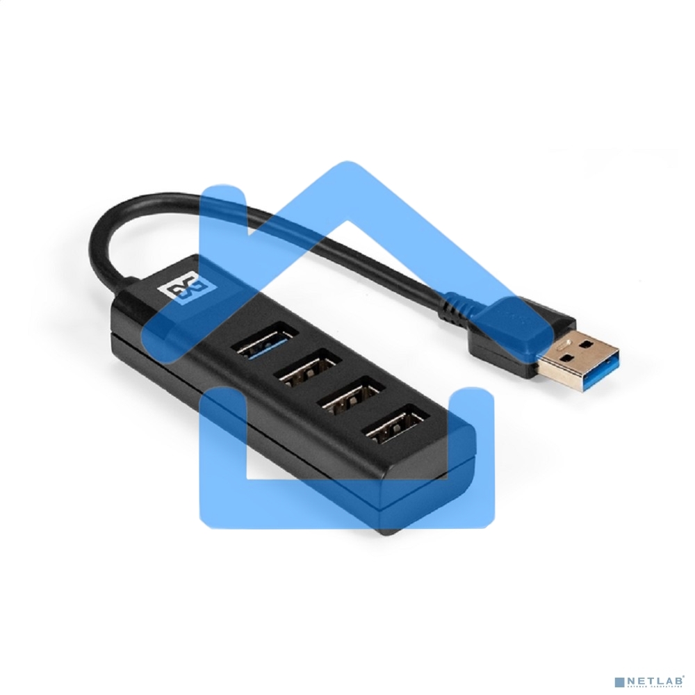 Хаб USB (концентратор) 4-в-1 ExeGate DUB-3213 (кабель-адаптер USB2.0 --> 3xUSB2.0, 1xUSB3.0, Plug&Play, черный)