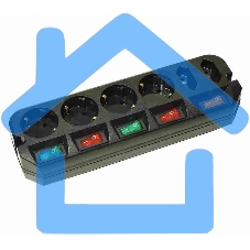 Сетевой удлинитель Most A16 3м (6 розеток) черный (пакет ПЭ)