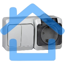 Блок ОП Этюд (2-кл. выкл. + евророз. защ. шторки) IP44 сер. SchE BPA16-242C