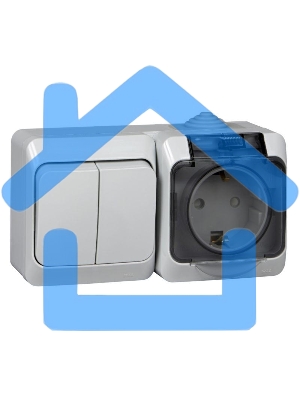 Блок ОП Этюд (2-кл. выкл. + евророз. защ. шторки) IP44 сер. SchE BPA16-242C