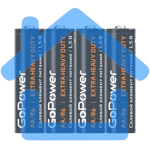 Батарейка GoPower R6 AA Shrink 4 Heavy Duty 1.5V (4/60/1200)