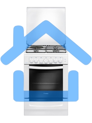 Плита комбинированная Gefest ПГЭ 6112-02 белый, конфорок 4 шт, духовка 55 л, 60 см x 85 см x 60 см