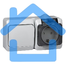 Блок ОП Этюд (1-кл. выкл. + евророз. защ. шторки) IP44 сер. SchE BPA16-241C