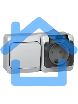 Блок ОП Этюд (1-кл. выкл. + евророз. защ. шторки) IP44 сер. SchE BPA16-241C