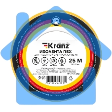Изолента ПВХ KRANZ 0.13х19 мм, 25 м, желтая (5 шт./уп.)