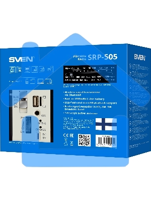 Радиоприемник SVEN SRP-505 (4 Вт, FM/AM/SW, USB, SD/microSD, Bluetooth, 1200 мА·ч)черный