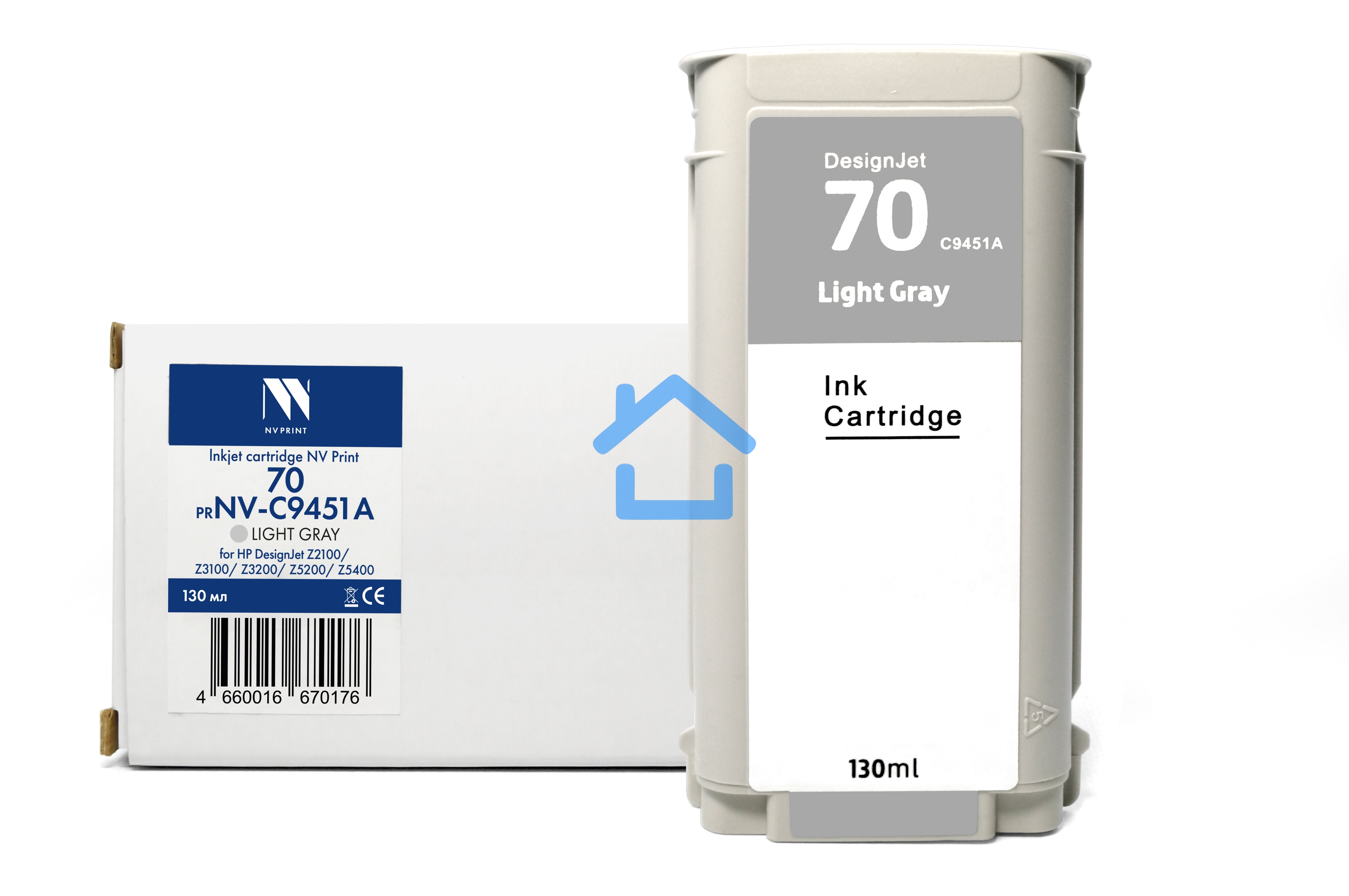 Струйный картридж NVPrint 70 (NV-C9451A) Light Gray для HP DesignJet Z2100/Z3100/Z3200/Z5200/Z5400 (130 мл) совместимый