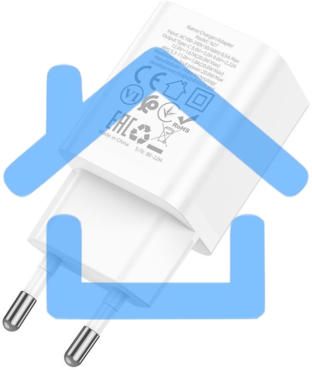 Сетевое зарядное устройство Hoco N27 White 20W 3A+2.22A+1.67A (PD+QC+AFC) USB-C универсальное белый