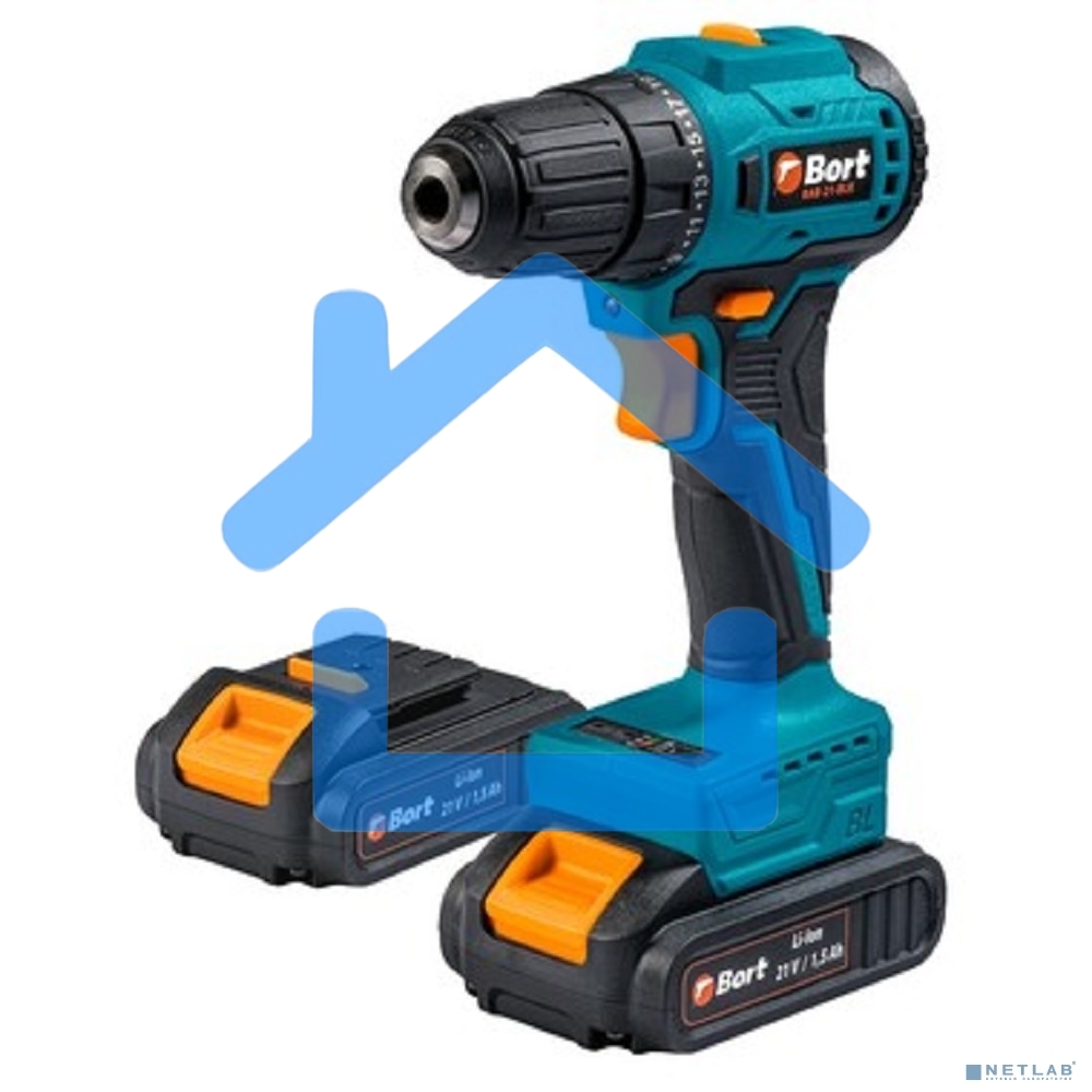 Дрель-шуруповерт Bort BAB-21-BLK, Аккумуляторная, 21В, 2 АКБ