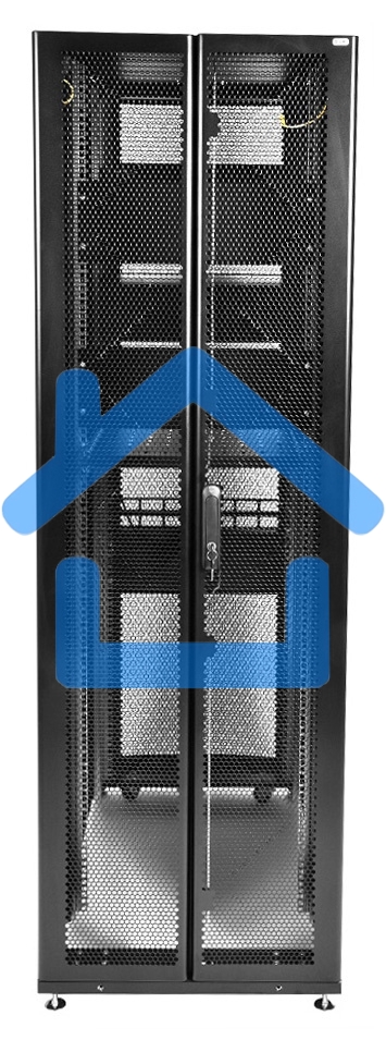 Шкаф серв. ПРОФ нап. 42U (600x1000) дверь перфорированная 2 шт., цвет черный, в сборе (ШТК-СП-42.6.10-44АА-9005) (1 коробка)