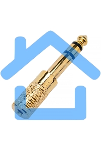 Аудио переходник Cablexpert A-35M-63F, Jack3.5(M) на Jack6.3(F) стерео, золотой, пакет