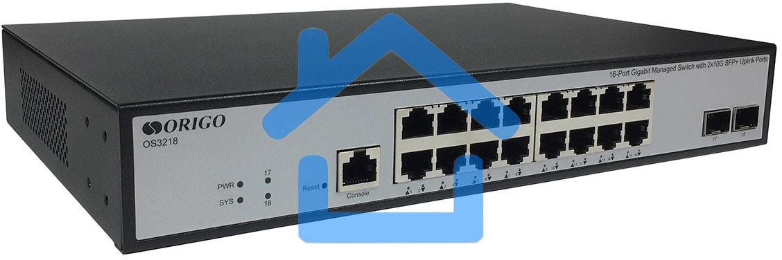 Управляемый коммутатор ORIGO OS3218/A1A, L3, 16x1000Base-T, 2x10Gbase-X SFP+, консольный порт RJ-45, комплект для установки в 19