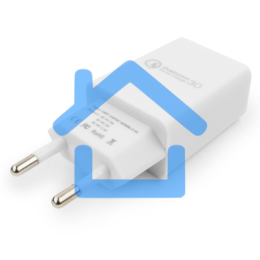 Адаптер питания Cablexpert MP3A-PC-16, QC 3.0, 100/220V - 1 USB порт 5/9/12V, белый