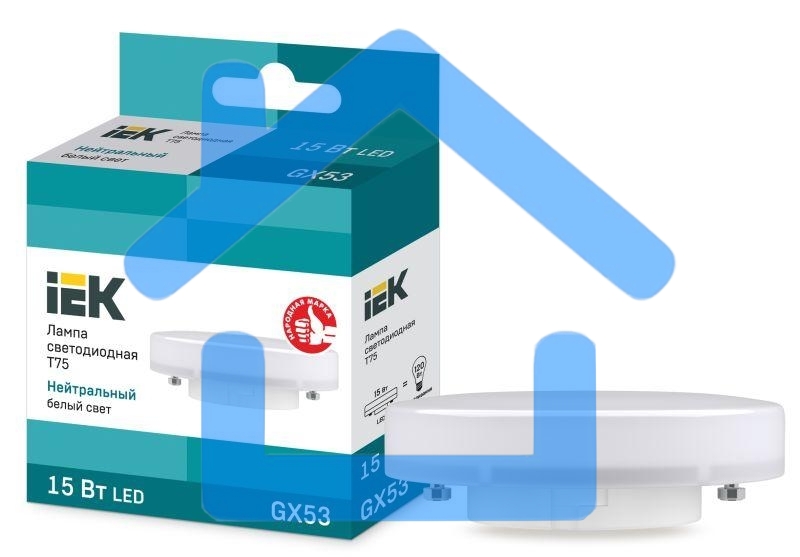 Лампа светодиодная ECO T75 таблетка 15Вт 230В 4000К GX53 ИЭК LLE-T80-15-230-40-GX53