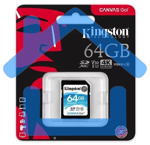 Флеш карта Kingston 64GB SDXC Canvas Go Plus 170R C10 UHS-I U3 V30 EAN: 740617301397