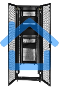 Шкаф серв. ПРОФ нап. 42U (600x1000) дверь перфорированная 2 шт., цвет черный, в сборе (ШТК-СП-42.6.10-44АА-9005) (1 коробка)