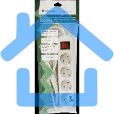 Удлинитель сетевой Defender S430 белый, 3 м, EURO, 4 розетки, 2200 Вт